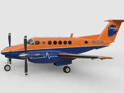 Beechcraft King Air LifeMed Alaska Livery 3D model