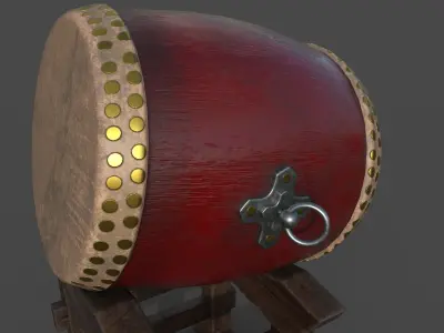 Japanese taiko drum  Low-poly 3D model