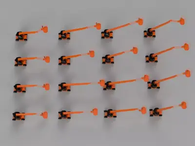 Articulating Boom Lift 3D Model Pack - 16 Poses 3D model