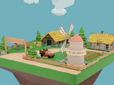 Low Poly Farm  Low-poly 3D model