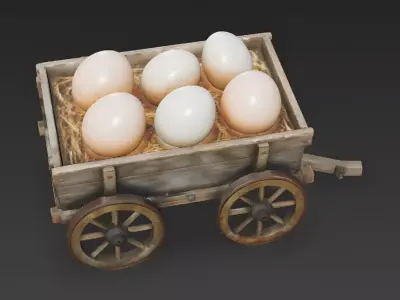 Realistic Easter Egg Delivery Cart 3D Model Low-poly 3D model