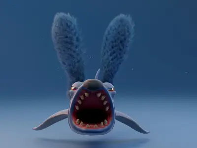 RabbitShark cartoon shark Low-poly 3D model