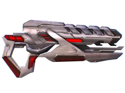 Assault rifle of the future weapon gun Nuff barrel blaster laser Low-poly 3D model