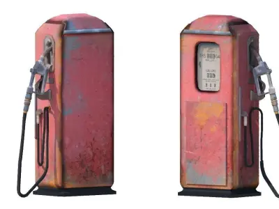Old Gas Pump Low-poly 3D model 2