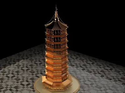 Chinese ancient tower  3D model