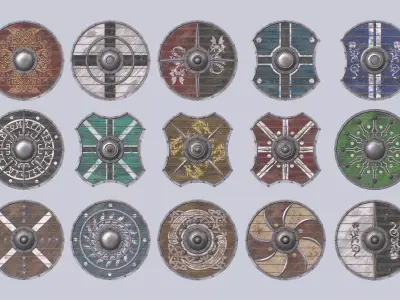 Viking shield collection 3D Model Pack