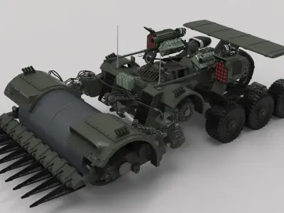Sci Fi   vehicle  Armed Road roller 3D model