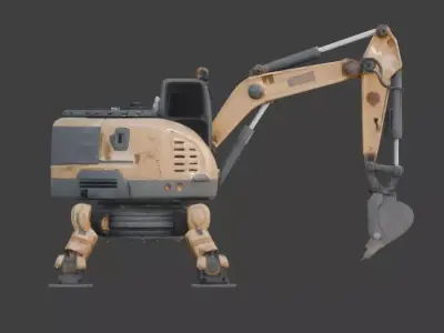 Title Stylized Chibi Sci-Fi Excavator Walker Low-poly 3D model