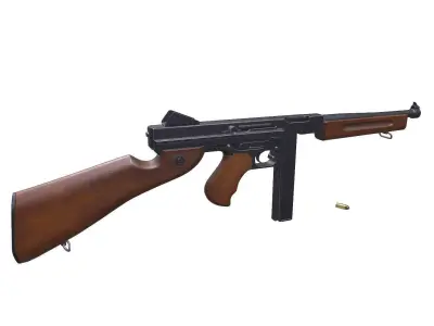 M1A1 Thompson SMG Low-poly Free low-poly 3D model