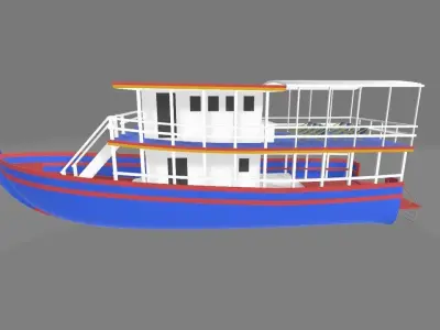 Public Boat  Low-poly 3D model