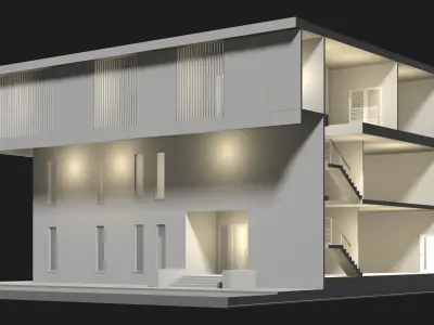 Home office in section cut 25-08 3D model