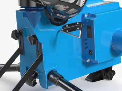 Pitch Trainer with Loaded Ball Rack Blue 3D model