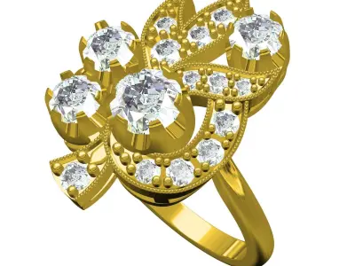 Antique Floral Design Art Deco Engagement Ring 3D print model purchase