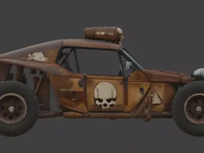 Post-Apocalyptic Raider Skull Buggy 3d Low-poly 3D model