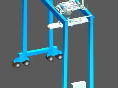 RTG Crane - Rubber Tyred Gantry Crane Low-poly 3D model