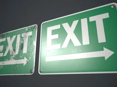 Plastic Exit Sign 2 PBR Game Ready Low-poly 3D model
