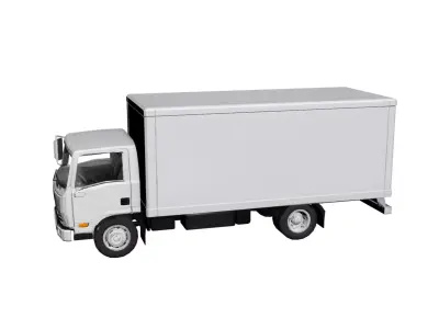 Low Poly Medium Box Truck Cargo Delivery Vehicle Model Low-poly 3D model