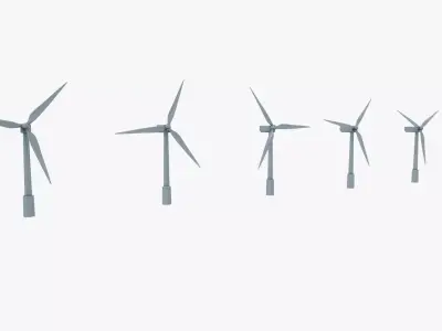 Wind Turbine Low-poly 3D model 3