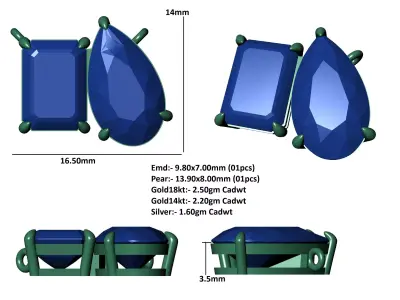 Pear And Emarald Stone Pendent 3D print model
