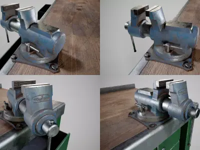 Workbench and Vise Low-poly 3D model
