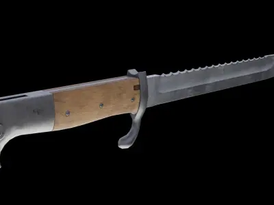 German bayonet Kurzes Seitengewehr 1898 kS98 Low-poly 3D model