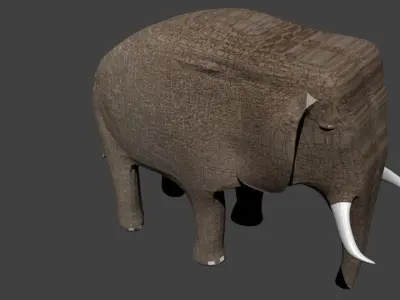 Elephant low poly with tusks Low-poly 3D model
