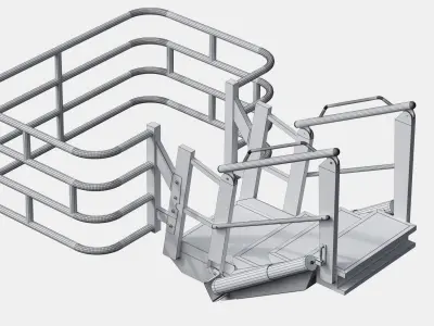 Gangway 3D Model ladder with two metal bars 3D model