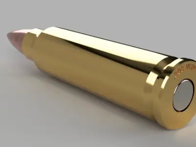 308 gun cartridge Low-poly 3D model