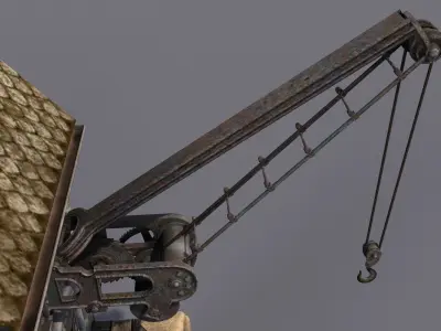 Old port crane on the wall 3D model