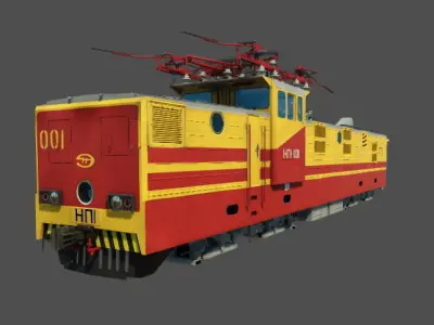 Industrial Locomotive NP1 with Motor Dupmcar Low-poly 3D model