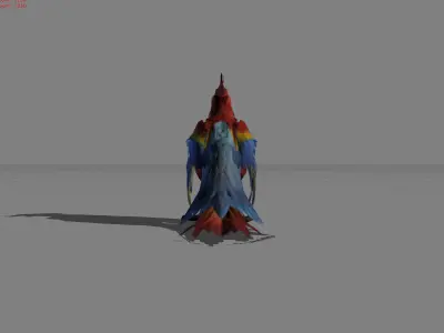 Parrot Red Bird Animal Low-poly 3D model