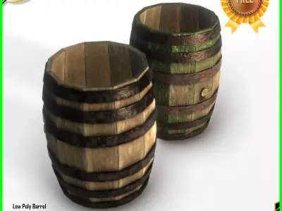 Barrel two wooden barrels Free low-poly 3D model