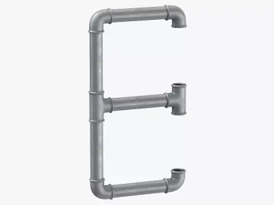 Galvanized Steel Pipe Letter E 3D model
