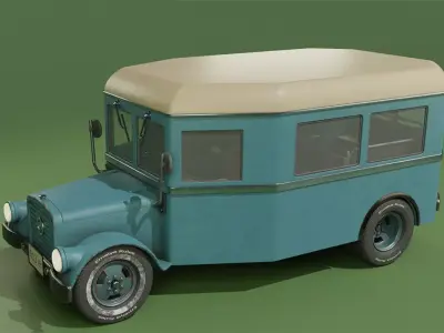 Retro Bus 55 Free low-poly 3D model