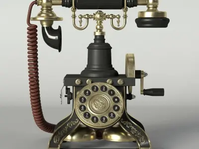 Antique Telephone Low-poly 3D model
