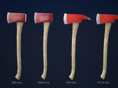 Fire Axe 1 Plus 1 PBR Game Ready Low-poly 3D model