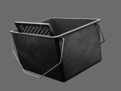 Bucket - Rubber Hammer - Paint scuttle with roller grid Low-poly 3D model