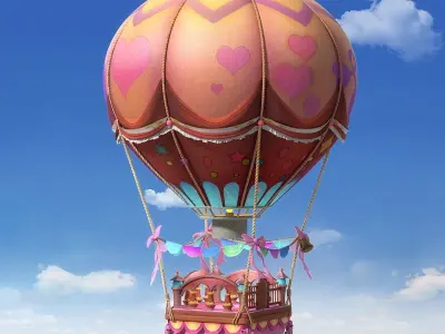Cartoon Hot Air Balloon 3D model purchase