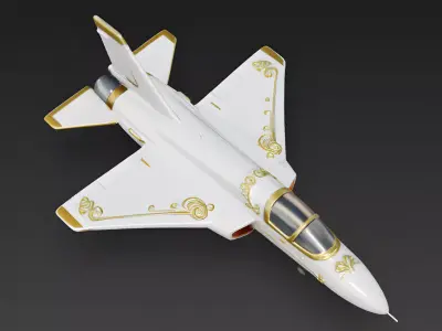 Stylized Pearl Albatross Fighter Jet 3D Model Low-poly 3D model