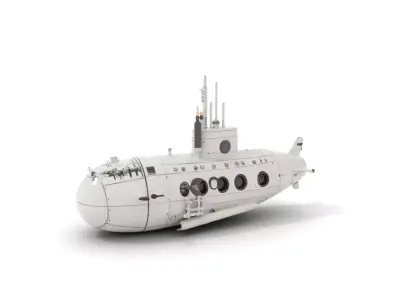 Classic Silver Submarine model pack Low-poly 3D model