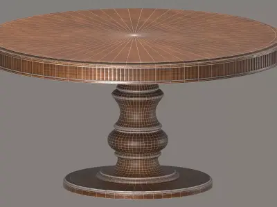 Standard Round Dining Room Table Low-poly 3D model