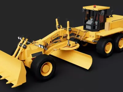 Motor Grader Heavy Machinery Construction Vehicle Low-poly 3D model