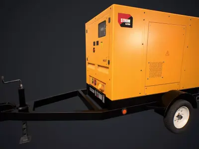 Generator electric on trailer Low-poly 3D model
