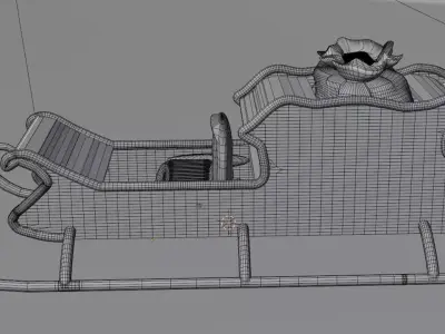 Simple cartoon Sleigh Free 3D model
