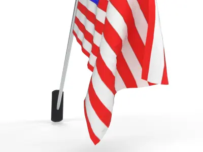 American Flag Pole Low-poly 3D model