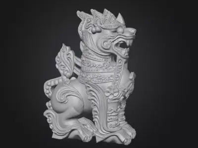 Mythical Stone Guardian Lion 3D print model