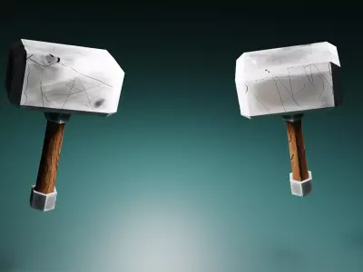 Low Poly Hammer thor Free low-poly 3D model