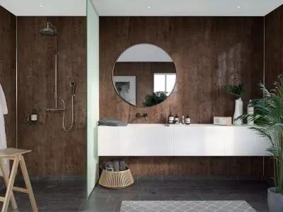 canister bathroom with walls and wooden floors Free 3D model