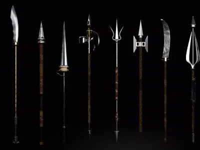 Spear Low-poly 3D model 2