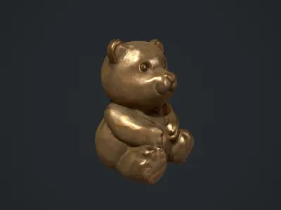 Bronze Teddy Bear Statue Low-poly 3D model